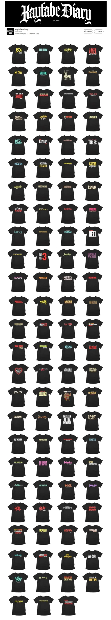 Etsitkö tyylikästä päälle pantavaa seuraavaan tapahtumaan? Meiltä löydät markkinoiden siisteimmät showpaini paidat nopealla toimituksella. Valikoimamme kattaa useita erilaisia showpainipaitoja, jotka sopivat niin katsomoon kuin vapaa-ajallekin. Jos ammattilaispaini on intohimosi, nämä asusteet ovat sinua varten. Tutustu mallistoon ja tilaa parasta wrestling-muotia jo tänään.