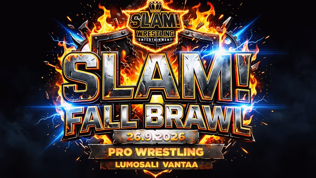 Showpaini Helsinki syyskuu 2026 - SLAM! Fall Brawl - Lumosali Vantaa. Koko perheen showpainitapahtuma, suomalaiset showpainijat ja kansainväliset huiput painikehässä.